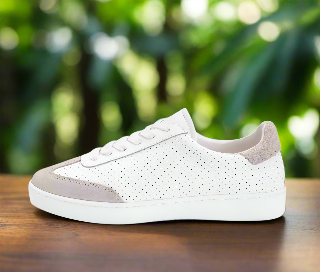 Anna Kern 7420 Mens Trainer, Nappa leather / Goat suede – beige / white