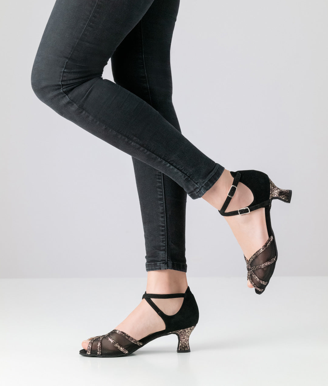 Werner Kern Blair Printed leather / Goat suede – black / bordo / silver