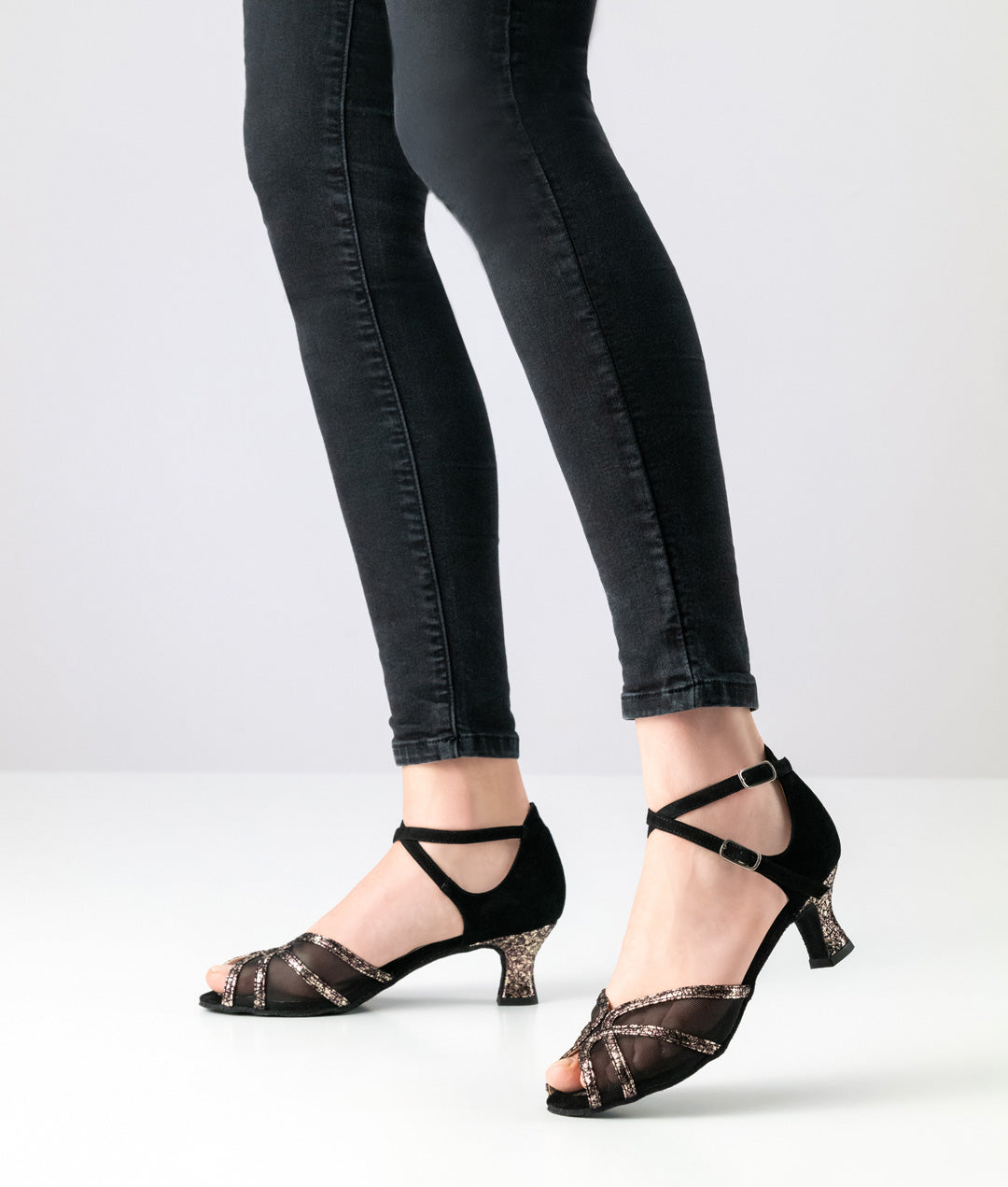 Werner Kern Blair Printed leather / Goat suede – black / bordo / silver