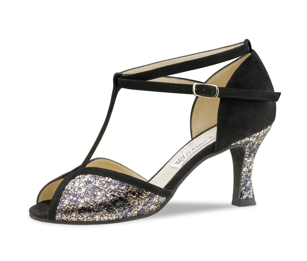 Werner kern Isla Suede / Printed leather – black / blue / silver