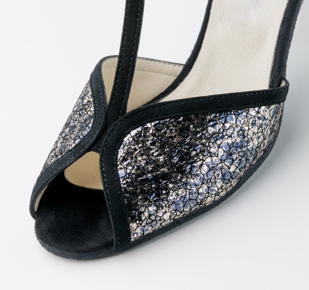 Werner kern Isla Suede / Printed leather – black / blue / silver