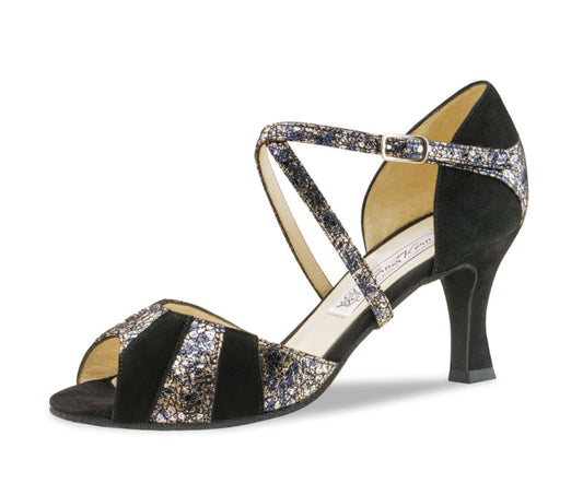 Werner Kern Penny Printed leather / Goat suede – black / blue / silver