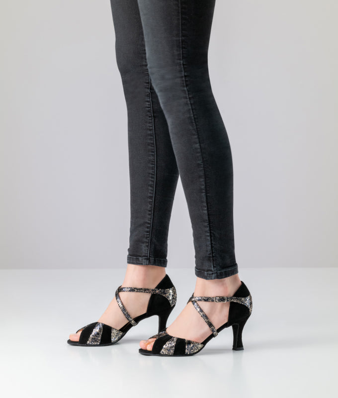 Werner Kern Penny Printed leather / Goat suede – black / blue / silver